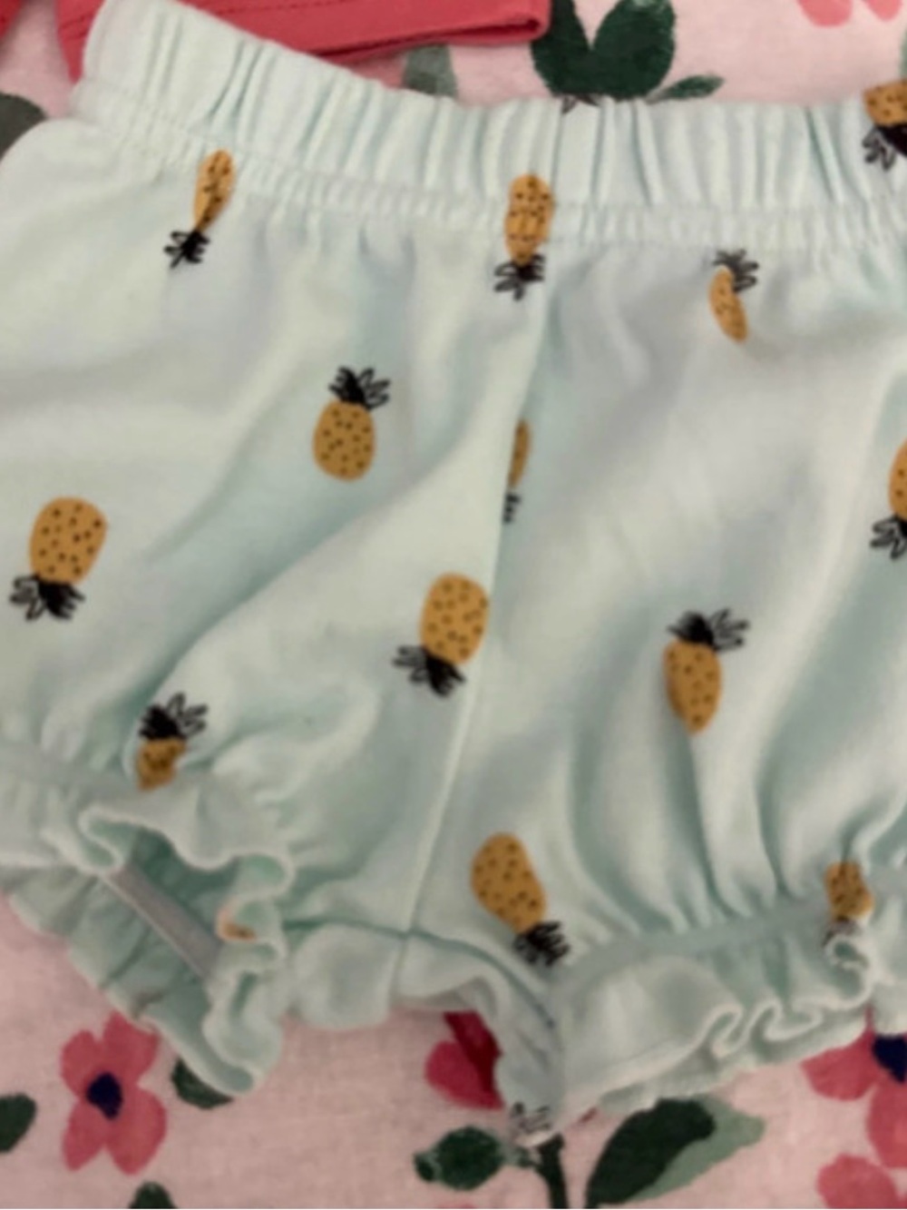 Girls Mint Pineapple Ruffle Shorts